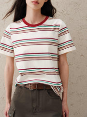 Women's Vintage Contrast Stripe T-Shirt