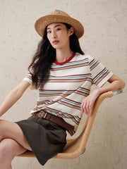 Women's Vintage Contrast Stripe T-Shirt