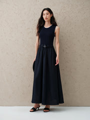 Women's Linen-Blend Paneled Sleeveless Dress