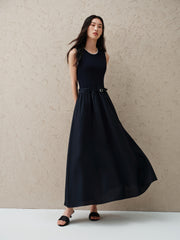 Women's Linen-Blend Paneled Sleeveless Dress