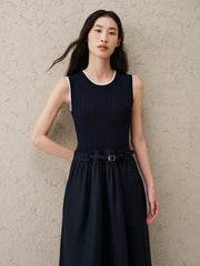 Women's Linen-Blend Paneled Sleeveless Dress