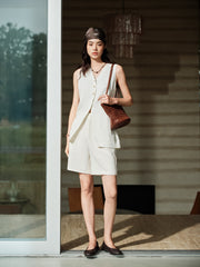 Women's Lyocell-Linen Blend V-Neck Twist Vest