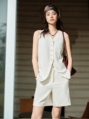 Women's Lyocell-Linen Blend V-Neck Twist Vest
