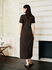 Women's Solid Knit Dress with Tie-Waist Detail