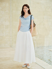 Women's White Pleated A-Line Skirt