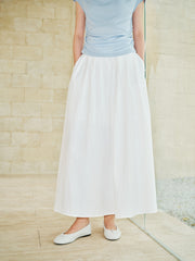Women's White Pleated A-Line Skirt