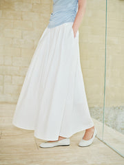 Women's White Pleated A-Line Skirt