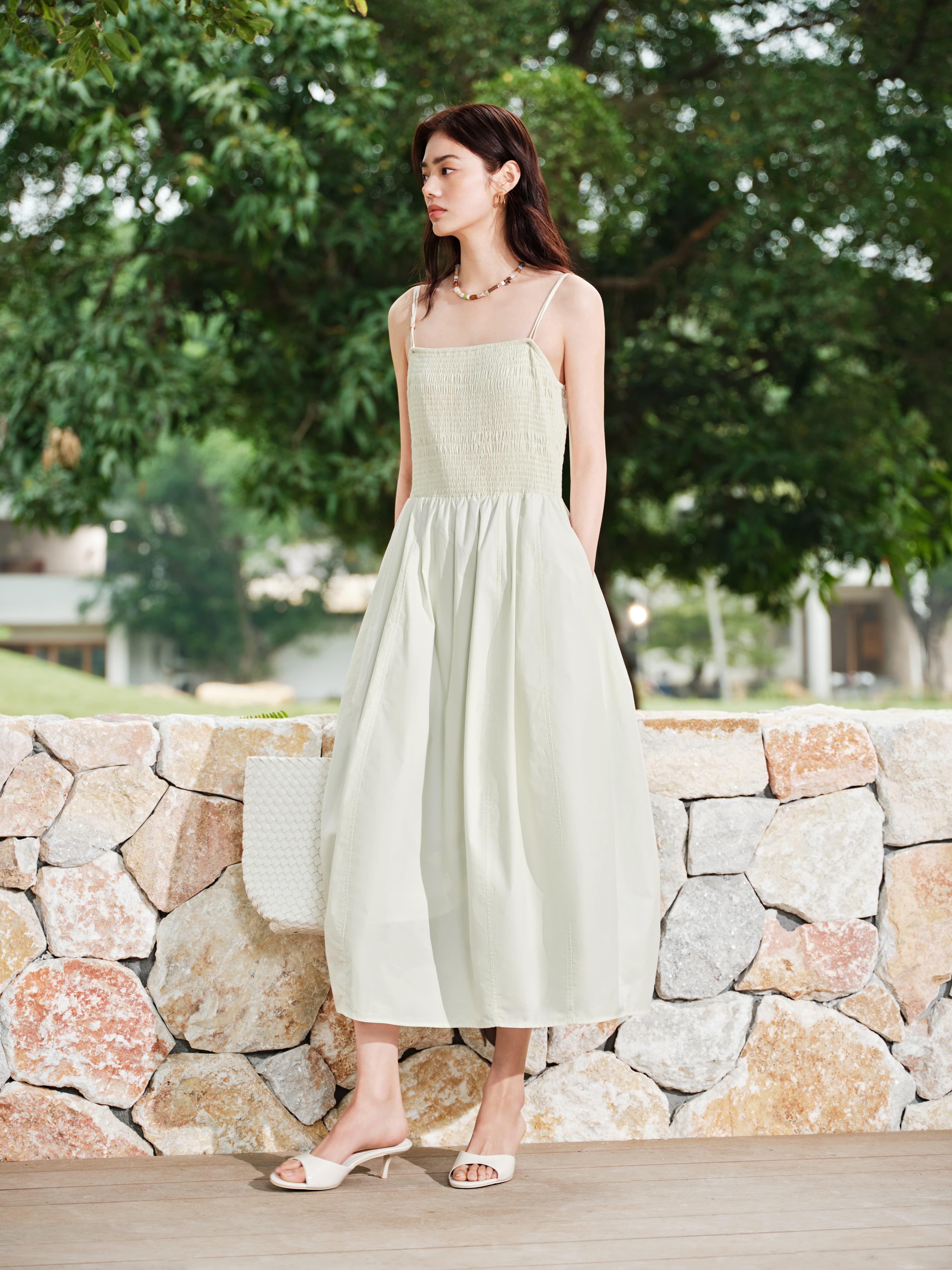 Women's Bodycon Smocked Slip Dress