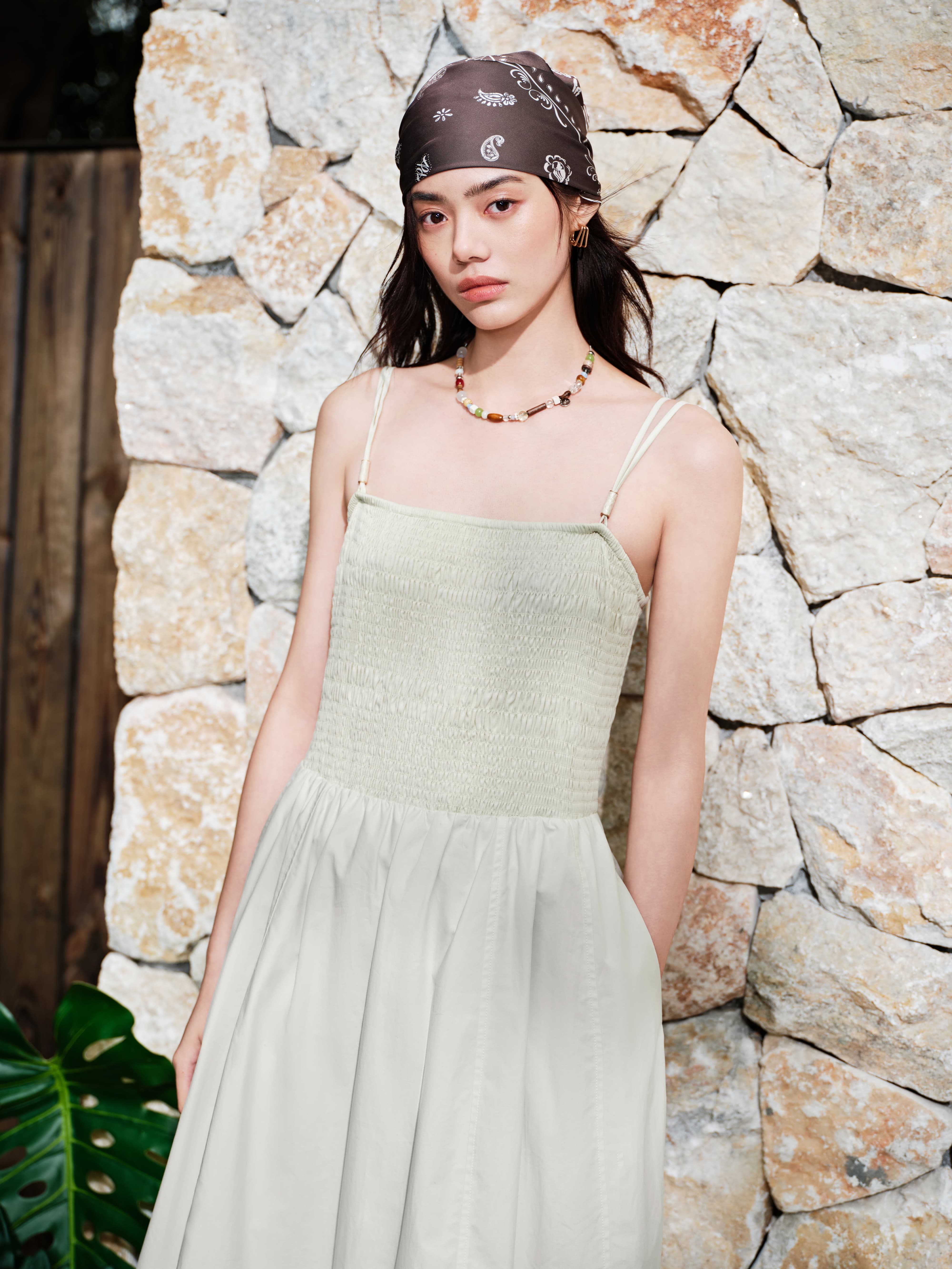 Women's Bodycon Smocked Slip Dress