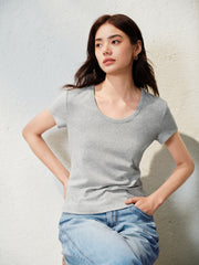 Women's Slim-Fit Antibacterial U-Neck T-Shirt
