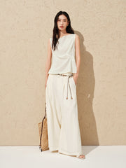 Women's Lyocell High-Waisted Wide-Leg Pants
