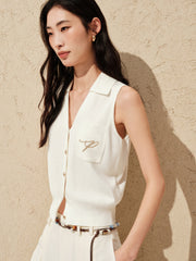 Women's Lyocell-Blend V-Neck Knit Tank