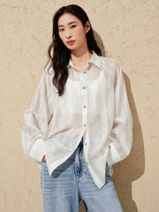 Women's Lightweight Lyocell-Blend Vertical Stripe Shirt