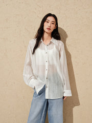 Women's Lightweight Lyocell-Blend Vertical Stripe Shirt