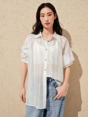 Women's Lightweight Lyocell-Blend Vertical Stripe Shirt