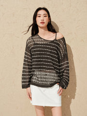 Women's striped camisole and vest two-piece set