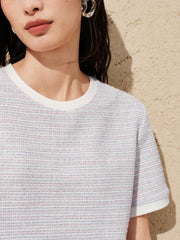 Women's Elegant Crewneck Tweed-Inspired T-Shirt