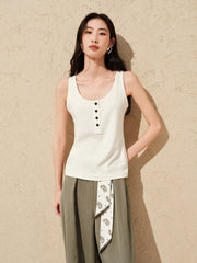 Women's Modal Blend Color-Block Button Vest