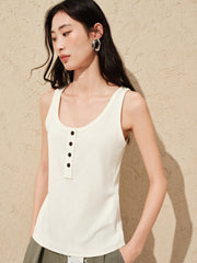 Women's Modal Blend Color-Block Button Vest