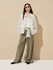 Women's wide-leg casual pants with a scarf