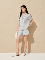 Women's Tweed-Inspired T-Shirt and Shorts Set