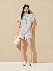 Women's Tweed-Inspired T-Shirt and Shorts Set