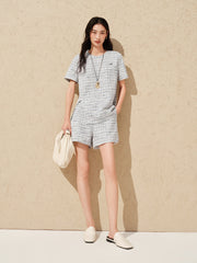 Women's Tweed-Texture T-Shirt with Side Slit