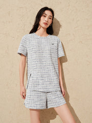 Women's Tweed-Inspired T-Shirt and Shorts Set