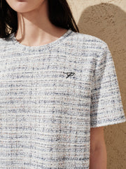 Women's Tweed-Texture T-Shirt with Side Slit