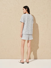 Women's Tweed-Texture T-Shirt with Side Slit