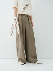 Women's wide-leg casual pants with a scarf
