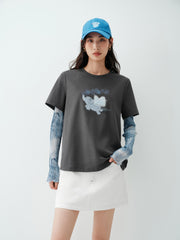 Women's Dumbo Applique Short Sleeve T-Shirt