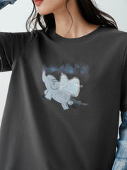 Women's Dumbo Applique Short Sleeve T-Shirt