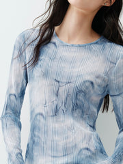 Women's Elephant Pattern Pleated Slim-Fit Top