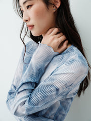 Women's Elephant Pattern Pleated Slim-Fit Top