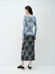 Women's Elephant Pattern Pleated Slim-Fit Top