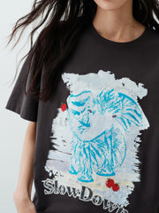 Women's Dumbo Applique Short Sleeve T-Shirt