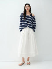 Women's High-Waist A-Line Tiered Maxi Skirt