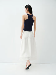 Women's High-Waist A-Line Tiered Maxi Skirt
