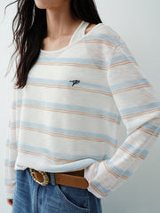 Women's Loose-Fit Striped Top and Tank Set