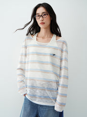 Women's Loose-Fit Striped Top and Tank Set