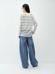 Women's Loose-Fit Striped Top and Tank Set