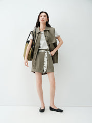 Women's high-waist A-line shorts with a scarf