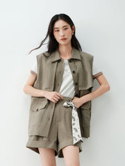 Women's Lanjing Tencel Trench Coat Style Vest
