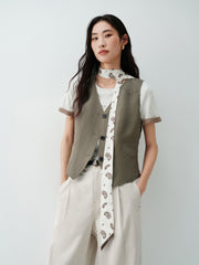 Women's Elegant V-Neck Detachable Ribbon Vest