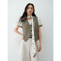 Women's Elegant V-Neck Detachable Ribbon Vest