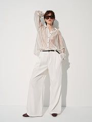 Women's Tencel Wide-Leg White Jeans  [Available only in China]