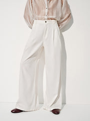 Women's Tencel Wide-Leg White Jeans  [Available only in China]
