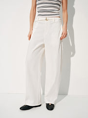Women's Wide-Leg Curved Jeans with Detachable Belt