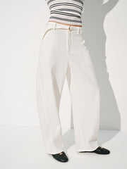 Women's Wide-Leg Curved Jeans with Detachable Belt